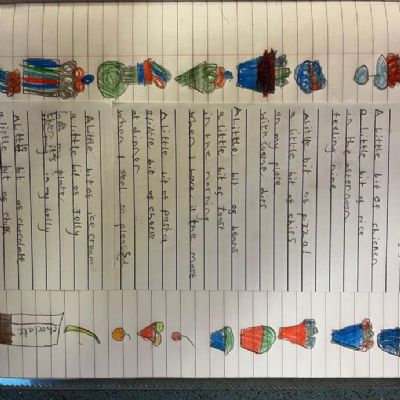 Year 3 have enjoyed writing their own poems based on food from the poetry anthology ‘Werewolf Club Rules’.