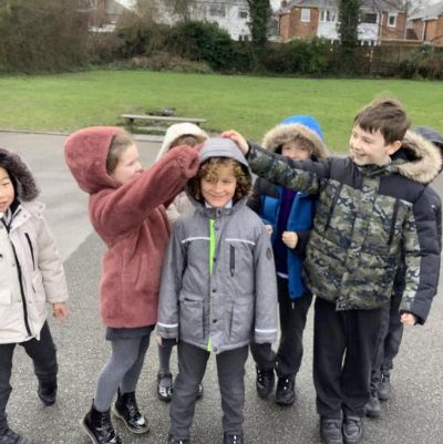 On our WOW day, we acted out The Battle of Bosworth. On the hill were Belle (Richard III) and her army, who had a larger group of people. On the playground were George (Henry VII) and his men.